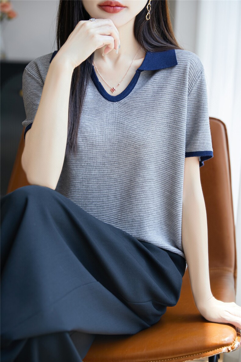 2025年夏季时尚百搭柔软舒适不扎皮肤通勤常规不连帽休闲/淑女,女装T恤,鄂维那特