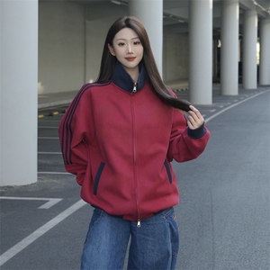 抖音得物高品质 美式高街重磅结构设计拼接织带立领卫衣外套 CM42图片
