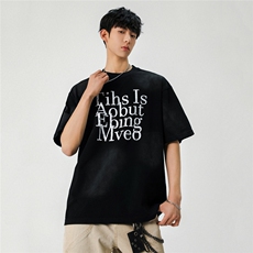 2026新款潮牌短袖宽松韩版字母印花扎染工艺T恤T9049/P55，男装T恤，星座202