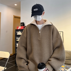 抖音直播！半高领拉链套头针织毛衣男外套男 XH13-p55图片