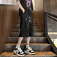 D2040-p45-控68现货风宽松cleanfit牛仔裤七分裤黑暗，男装牛仔裤，星座116
