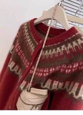 2026年秋季时尚百搭简约休闲提花套衫，女装针织衫/毛衣，胜智羊绒