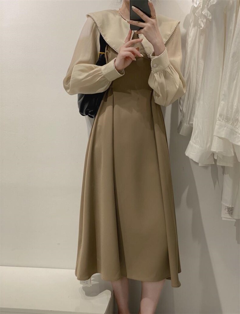 拼接连衣裙，女装连衣裙，驿谷
