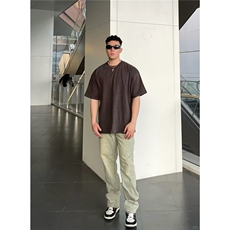 PNJ复古蓝牛仔裤男夏季vibe美式高街微喇cleanfit直筒显瘦休闲裤，男装牛仔裤，星座1210-1