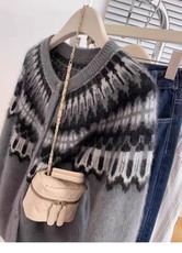 2026年秋季时尚百搭简约休闲提花套衫，女装针织衫/毛衣，胜智羊绒