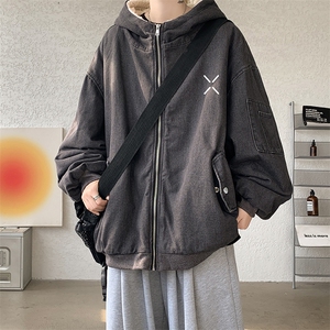 控价158牛仔棉衣男大码加绒羊羔绒牛仔棉服男棉袄 NM53305-P140图片