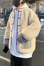 冬季2022潮牌新款潮流复古盘扣羊羔毛潮服大码棉衣男MY66，男装棉衣，电商A021