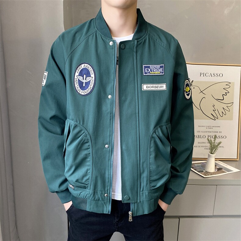 高品质秋款棒球服夹克外套男女白底平铺绣标立领XZ212-QJK068-P70,男装夹克,星座212-1
