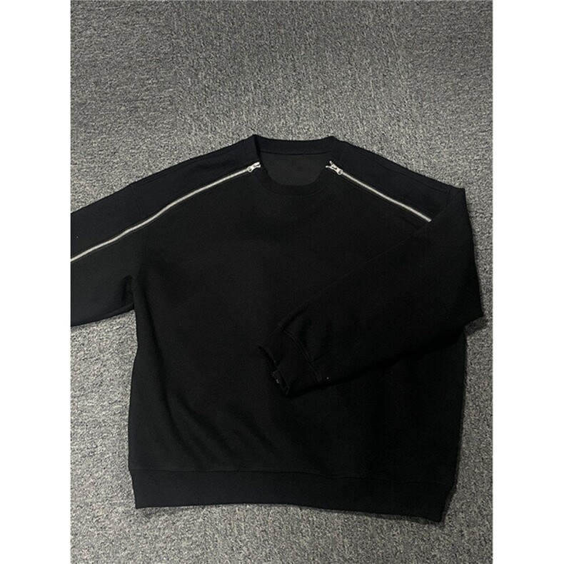 6785-P48高街美式cleanfit双拉链拼接圆领卫衣男春秋季休闲,男装卫衣,电商B323A