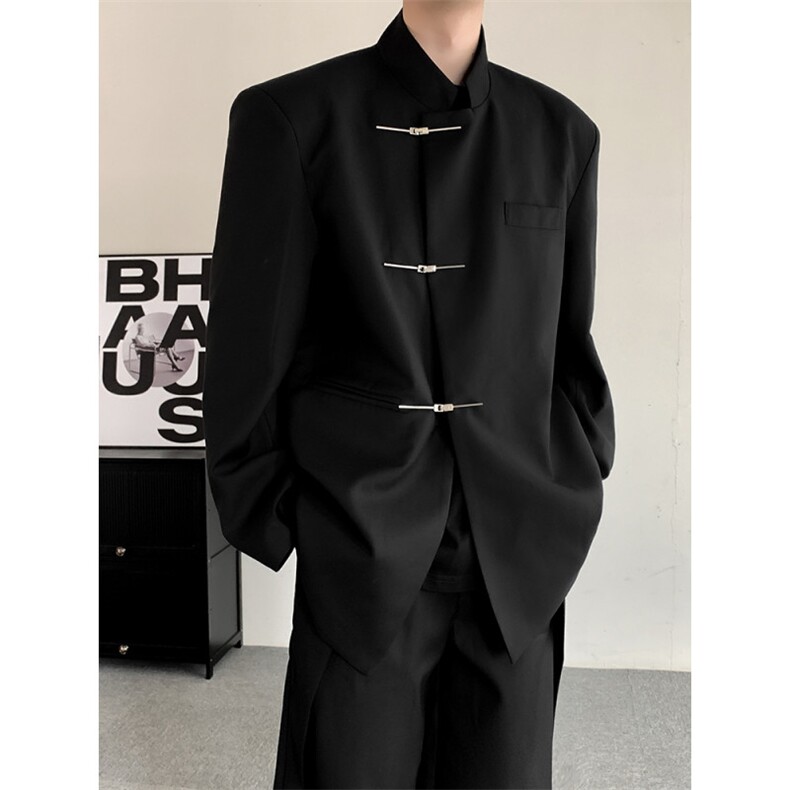2025秋季新中式中山装立领金属扣西服结婚礼服休闲西装男女外套,男装西服套装,星座909