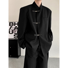2025秋季新中式中山装立领金属扣西服结婚礼服休闲西装男女外套，男装西服套装，星座909
