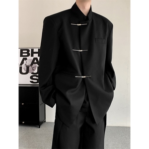 2025秋季新中式中山装立领金属扣西服结婚礼服休闲西装男女外套图片