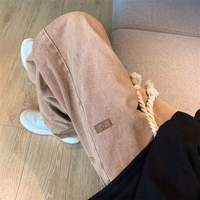 牛仔裤男高街直筒vibe休闲裤潮牌阔腿设计感做旧拖地裤女DN24-P45,男装牛仔裤,星座1008-1