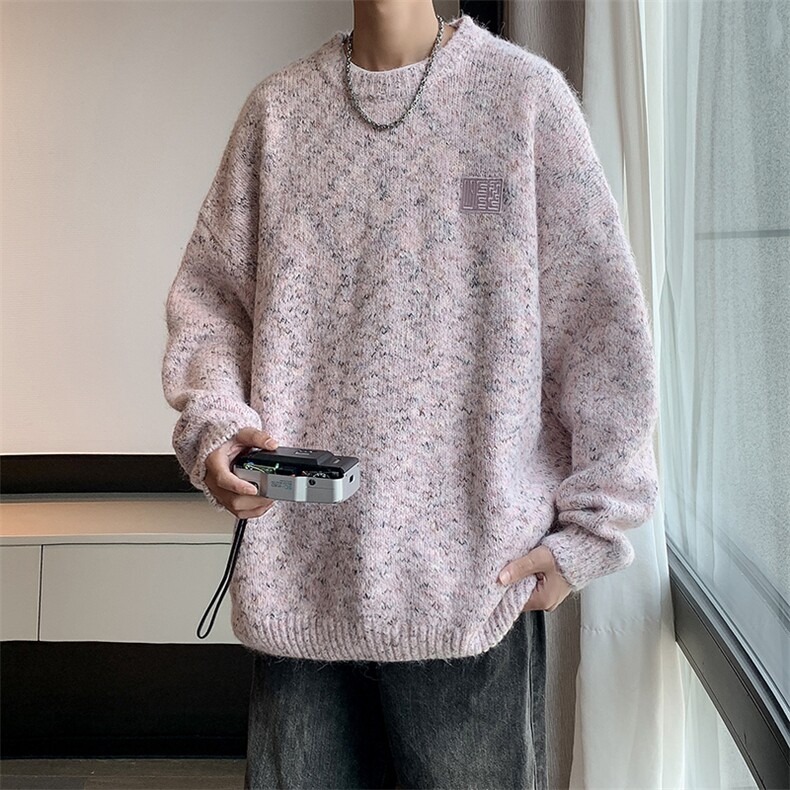B312P75季拼色圆领毛衣男美式复古潮牌宽松冬装毛衣,男装针织衫/毛衣,星座512-6