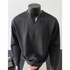 假模图！2026年春季肌理感V领长袖T恤宽松圆领打底衫C26007-特P25，男装T恤，电商C213(原B265)