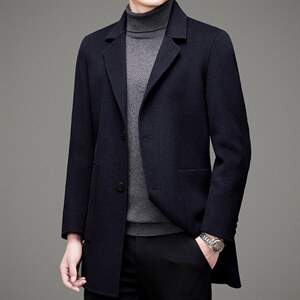澳洲羊毛大衣男长款西服领中年男士休闲毛呢外套MNSA2291-P480，男装风衣，电商B212（原钱塘6029）