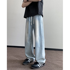 港风夏季新款水洗冰丝薄款宽松直筒牛仔裤B315-K24087-p55控78，男装牛仔裤，电商B315