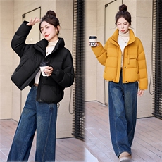 DLM8657短款立领羽绒服女冬装韩版宽松90白鸭绒厚外套面包服A版，女装羽绒服，朵莱米