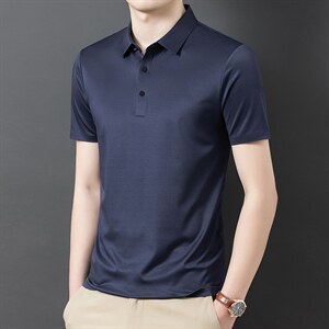 夏季新款男士翻领短袖t恤中年有领男装上衣服休闲POLO衫图片