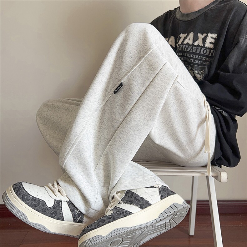 抖音直播得物2025秋冬港风新品纯色运动裤卫裤K021P45,男装休闲裤,电商042