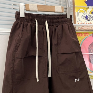 夏季新款港风日系复古纯色防水复合阔腿休闲裤短裤男潮 DK820-P33图片