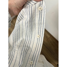 TC706-P4524新款法式条纹衬衣米白色超显白宽松上衣外套，男装衬衫，星座617A-2