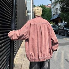秋冬季美式潮牌牛仔外套宽松拉链设计感时尚休闲夹克，男装夹克，星座410-7