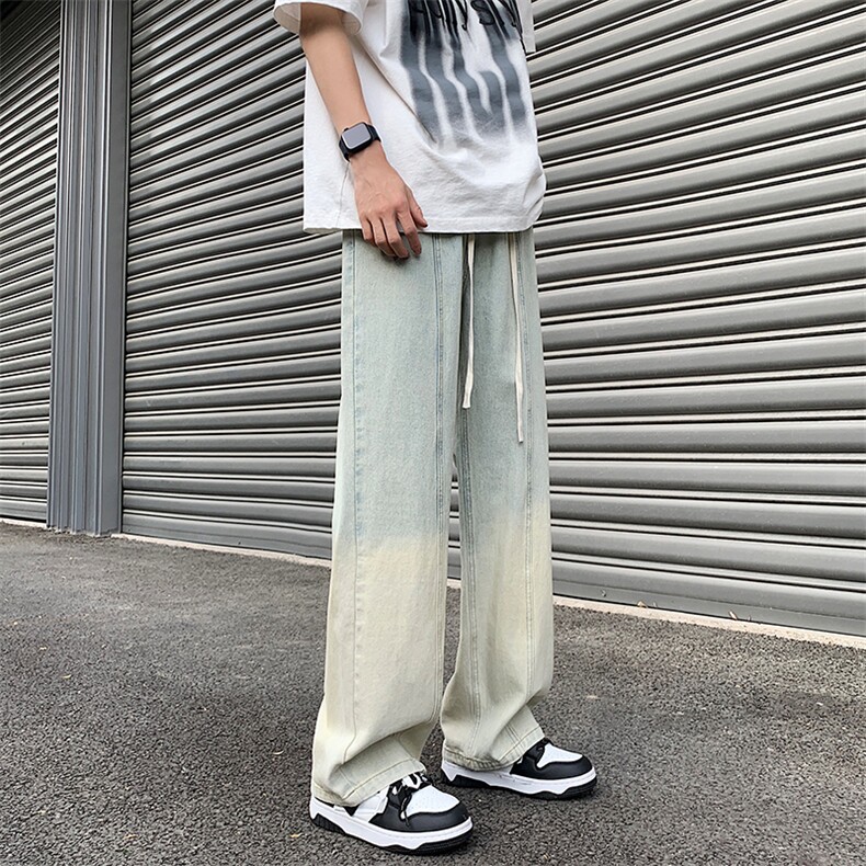 2023渐变色直筒裤宽松夏款流行长裤牛仔裤313A-1-NZ037-P65控78,男装牛仔裤,星座808A-1