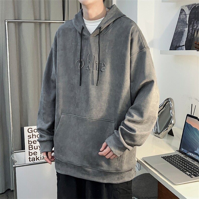M-6XL380克大码秋季新款连帽麂皮绒刺绣套头卫109-W02042-P58,男装卫衣,星座109-1