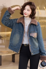 梦依缘2025冬时尚精品舒适休闲加绒牛仔外套二，女装短外套，梦依缘