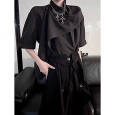 WE1553-P422025夏季新款中性风休闲小众围脖设计感短袖衬衫，男装T恤，电商B323A