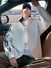 H215美式重磅卫衣男士2025春季新款立领拉链开衫运动外套休闲上衣，女装短外套，星座304A-1