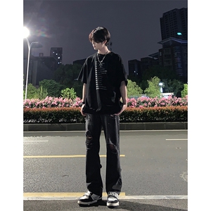 B221 美式ins高街暗黑系小众拉链直筒牛仔裤 LK23073-P65 控88图片