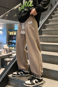 2023秋季新品金属绣标装饰港风运动裤长裤束脚卫裤男士 K7399-P65图片