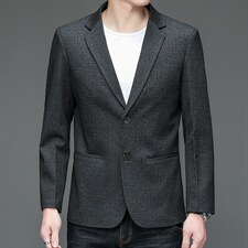 长袖时尚春季2023年翻领单排扣口袋中年上衣西服BGW3711，男装西服，钱塘6003（原4033）