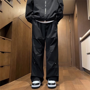 休闲裤男港风潮流高街帅气褶皱个性痞子2024冬季ins长裤K4792-P36图片