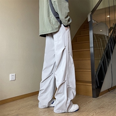 小众褶皱设计感裤子男春秋季山系户外运动工装直筒阔腿冲锋休闲裤，男装休闲裤，星座410-7