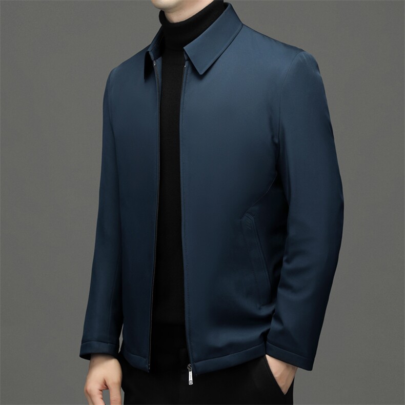 男装加厚保暖鹅绒羽绒服冬季新款中年男士商务休闲翻领上衣外套,男装羽绒服,电商B212（原钱塘6029）