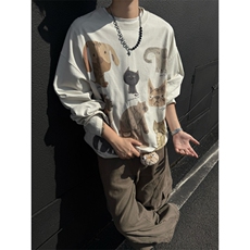 秋季卡通动物印花卫衣男圆领休闲套头上衣潮914-4-WY51P40控68，男装卫衣，星座914-4