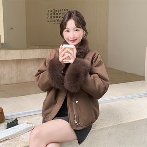 新品上新~狐狸毛围脖90羽绒内胆派克羽绒服女 5167-P350-K518图片