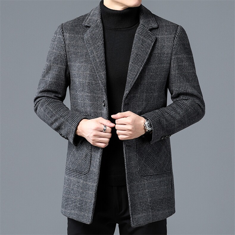 男式装2023春秋季新款商务休闲百搭西装中年纯色厚款西服外套图片
