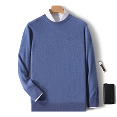 高品质秋冬新款男士圆领衫时尚百搭保暖舒适酒红色长袖毛衣男装，男装羊绒套衫，绒韵雅
