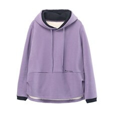 2023年冬季休闲时尚连帽刺绣加绒卫衣，女装卫衣/绒衫，依恋蒂丝