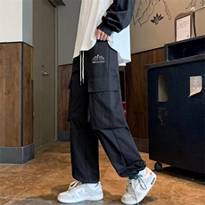 秋冬季休闲工装裤男潮牌ins直筒长裤宽松阔腿机能裤子K4641-P35，男装工装外套，星座412