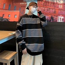 条纹撞色毛衣男秋冬季新款日系复古宽松休闲针织衫线衣M509/P48，男装针织衫/毛衣，星座506