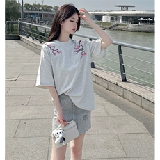 万针全刺绣工艺抖音得物高品质260克重磅纯棉双纱美式高街短袖T恤，男装T恤，电商A486