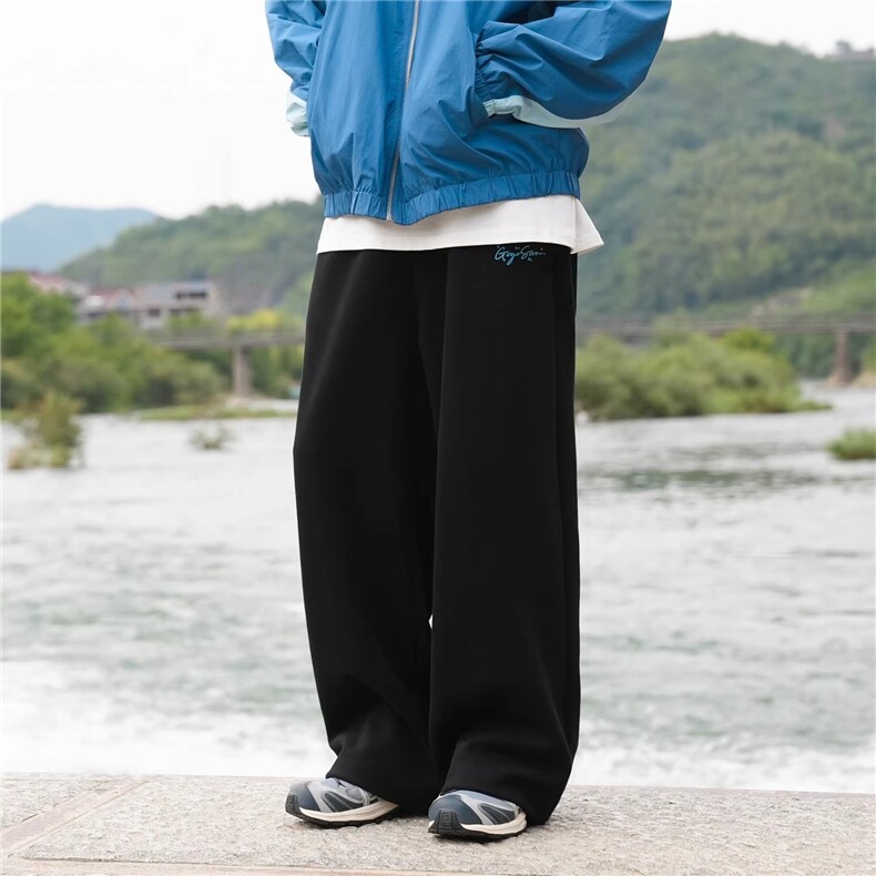 1506-1/KCK1211/P40条纹拼接卫裤男潮牌设计感百搭休闲裤新款宽松图片