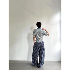 网络图现货格子裤子男女直筒休闲长裤垂感拖地阔腿裤RBK06-P70，男装休闲裤，星座1005-6