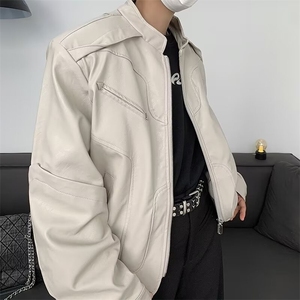 皮夹克外套男秋冬美式复古高街重磅PU皮衣短款痞帅机车服图片