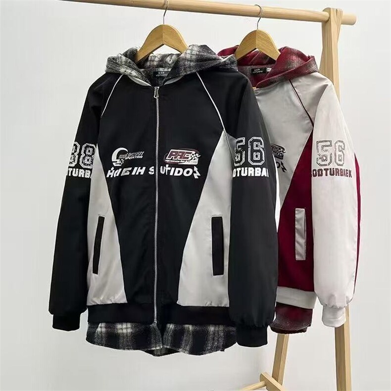 美式棒球服外套男女潮秋冬款宽松秋季连帽拉链开衫衣服Y25P90,女装短外套,星座1013-5